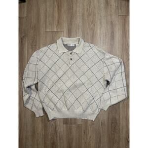 Mens Vintage Size Medium Beige 90s Soprano Style Cypress Links Sweater Polo